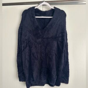 Zara Knit Fluffy Navy Sweater